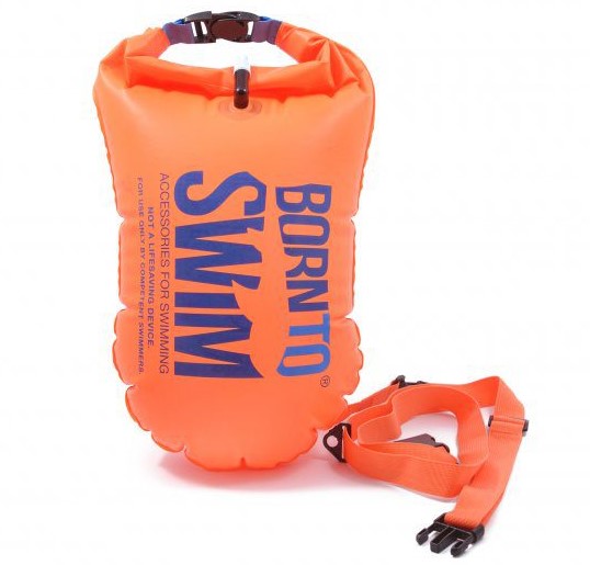 BornToSwim® Záchranný plavák, plavecká bójka a vak v jednom 64 x 30 cm - oranžová